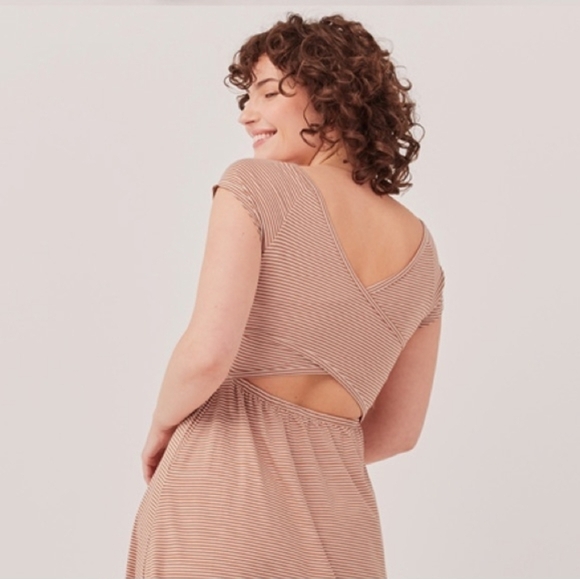Pact Dresses & Skirts - Pact Orange Stripe Organic Cotton Cross Back Midi Dress